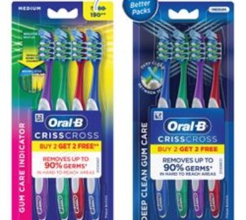 Oral B Criss Cross Deep Clean Gum Care buy 2 get 2 free