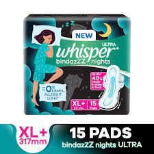Whisper Ultra Overnight Sanitary Pads - XL+ 15N