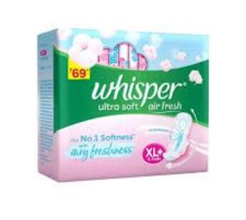 Whisper Ultra Soft Air Fresh Sanitary Pads -XL+ 6N