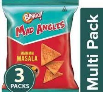 Bingo Mad Angles Mmmmm Masala – Corn-Based Crunchy Chips, Perfect For Snacking, 33 g Pouch Pack Of 3